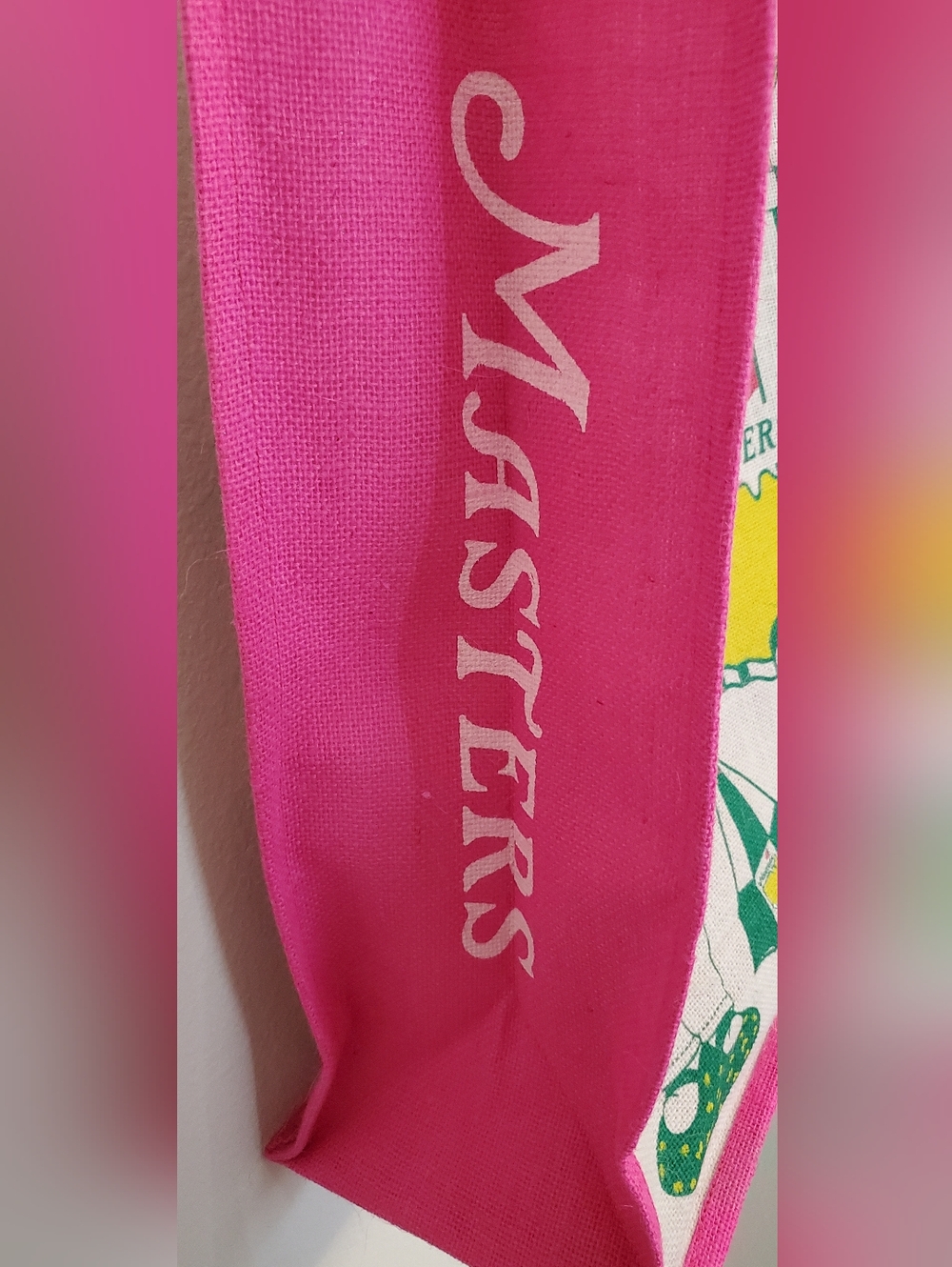 2026 Masters Pink-Trim Jute Tote Bag NWT - Picture 4 of 4